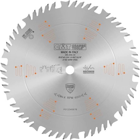 CMT Orange Chrome Combination Blade 10" x T50 ATB+TCG 285.650.10